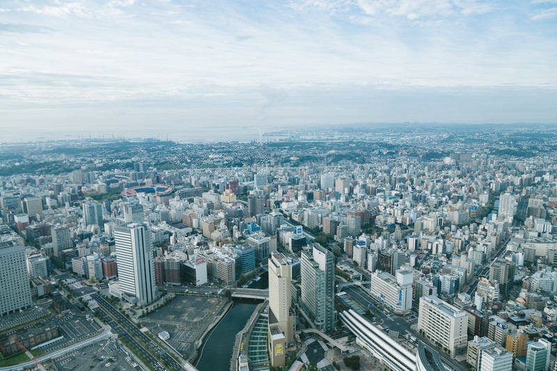 ランドマークタワーからの景観（横浜関内方面）の写真