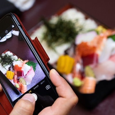 海鮮ちらし寿司を記念に写メの写真