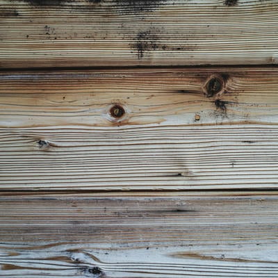 黒いシミと木目の板（テクスチャー）の写真