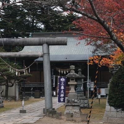 三春神社の境内鳥居の写真