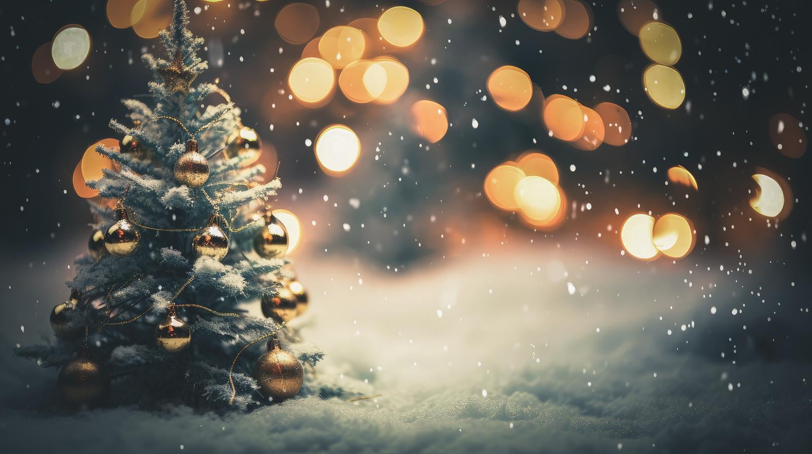 「ホワイトクリスマスとライトアップの街」の写真