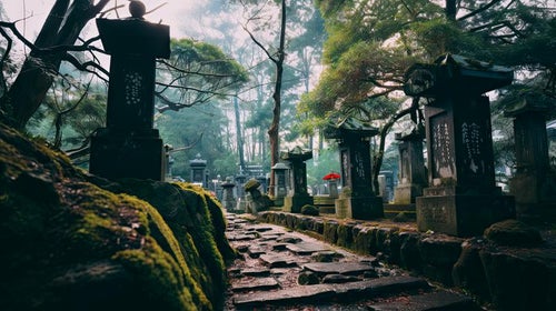奇妙な墓地の様子の写真