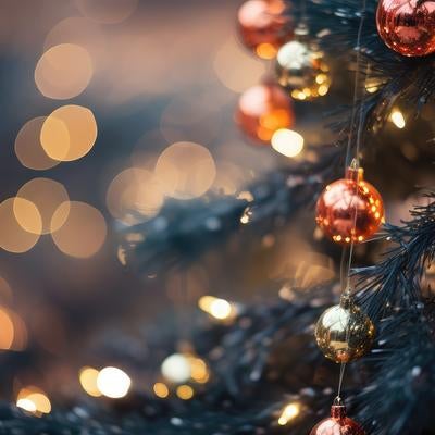 クリスマスツリーとライトアップの点灯の写真