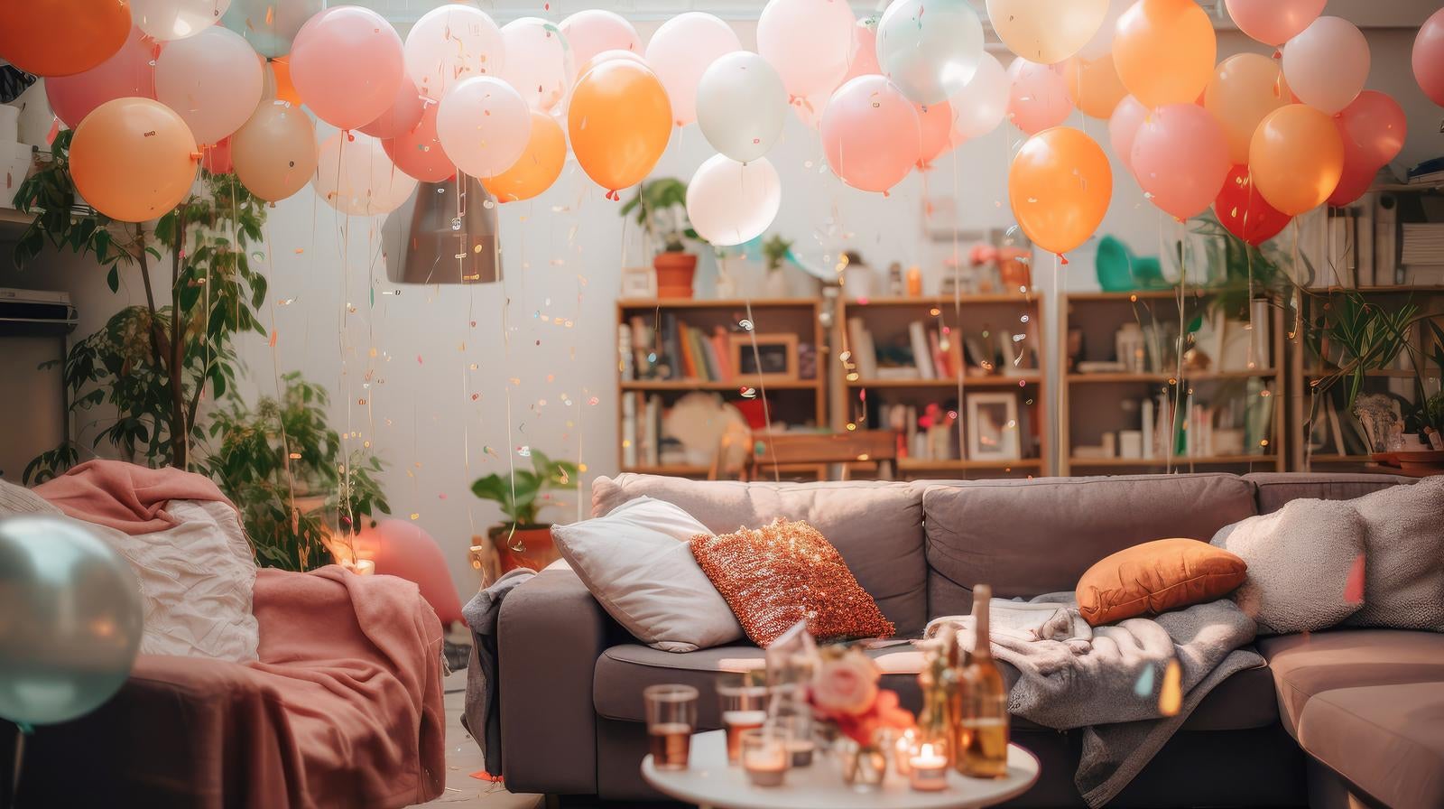 「ホームパーティが開催されたソファーのある部屋」の写真