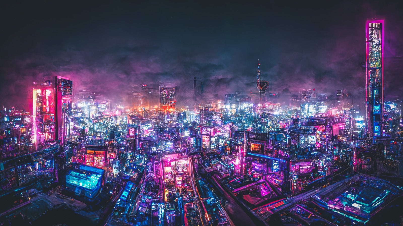 「サイバーパンクの都市景観」の写真