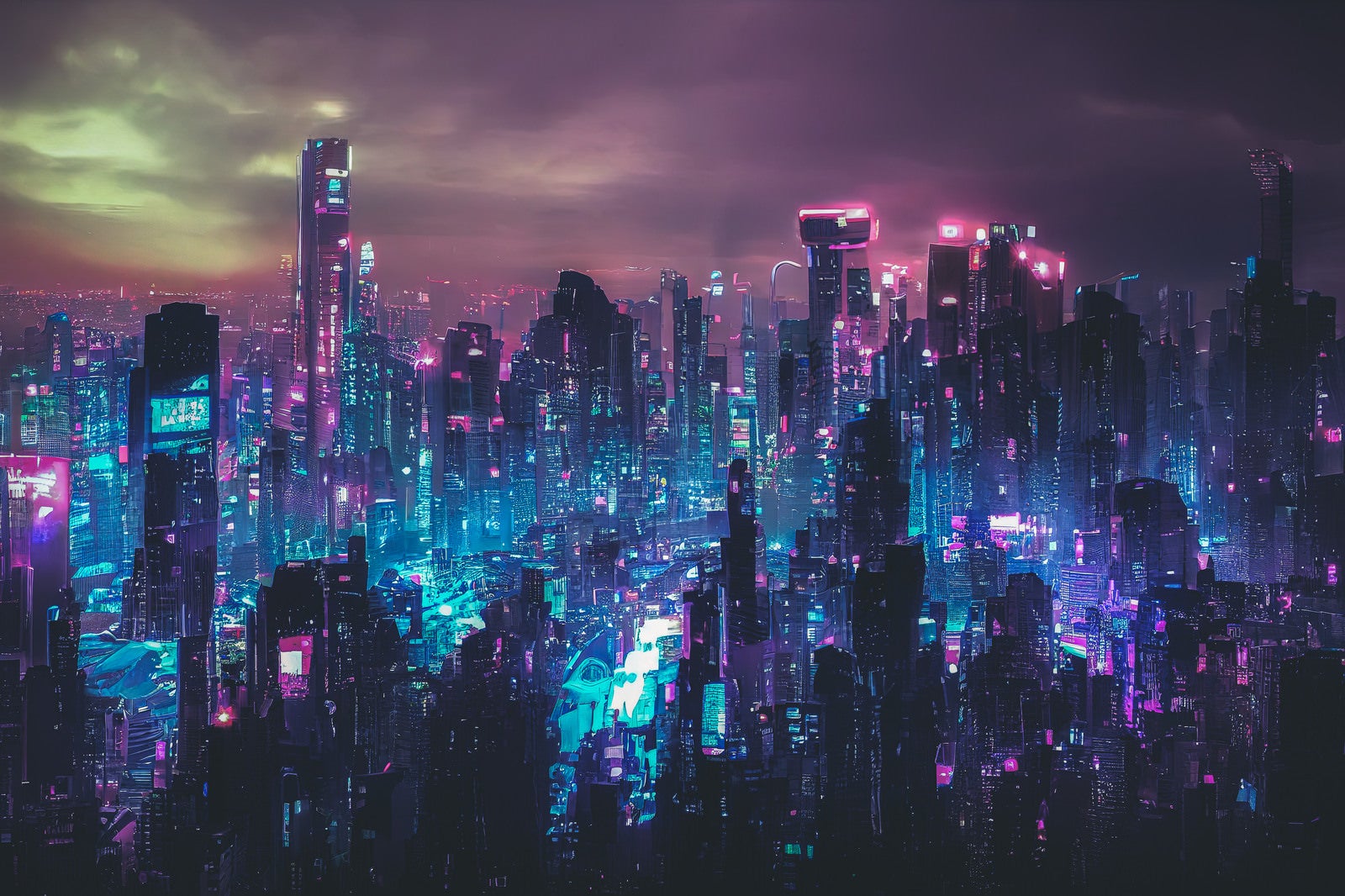 「高層ビルに囲まれた近未来の都市」の写真