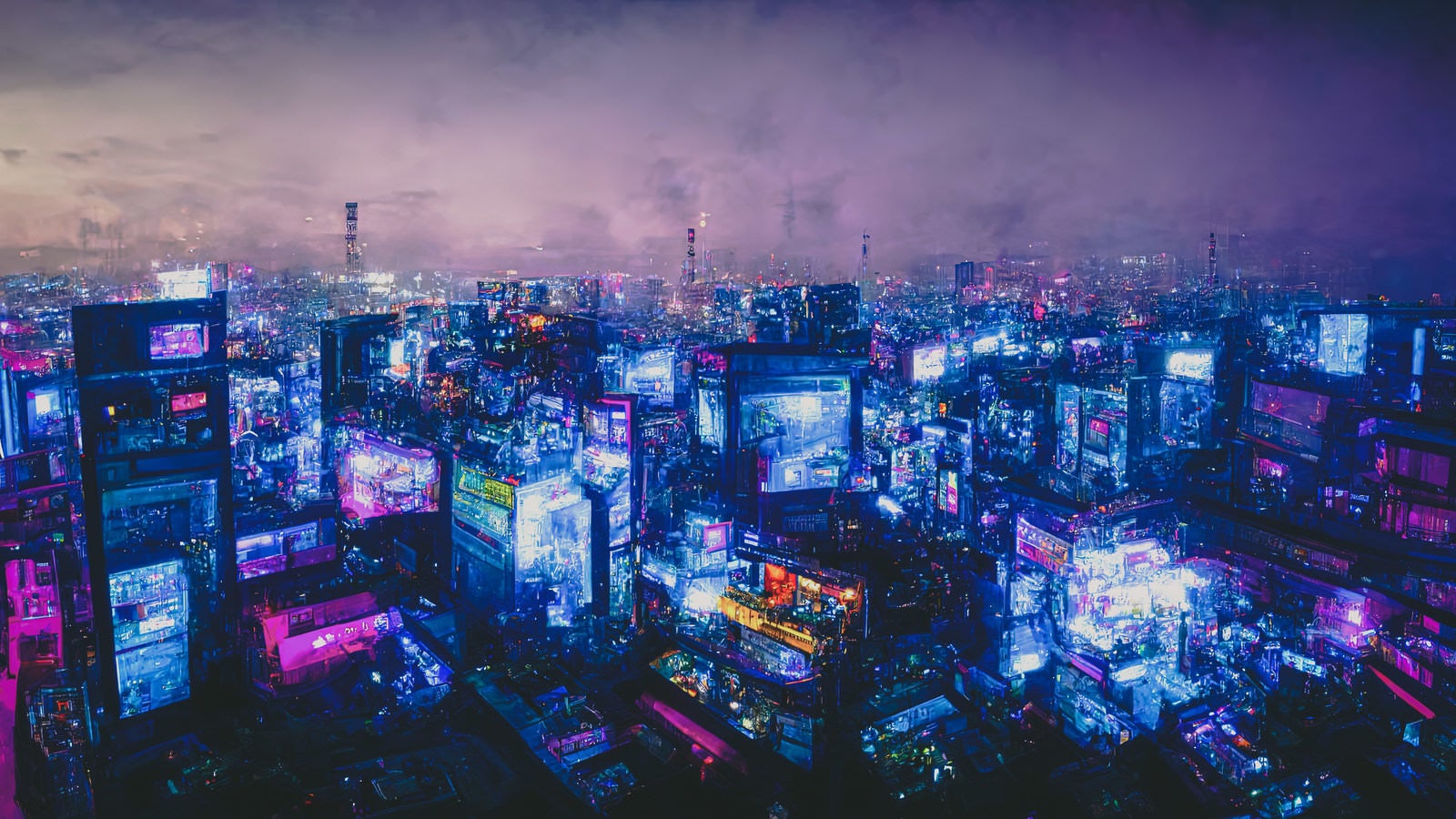 「サイバーパンクな近未来都市」の写真