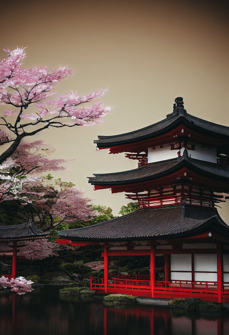 「仏塔と桜」の写真