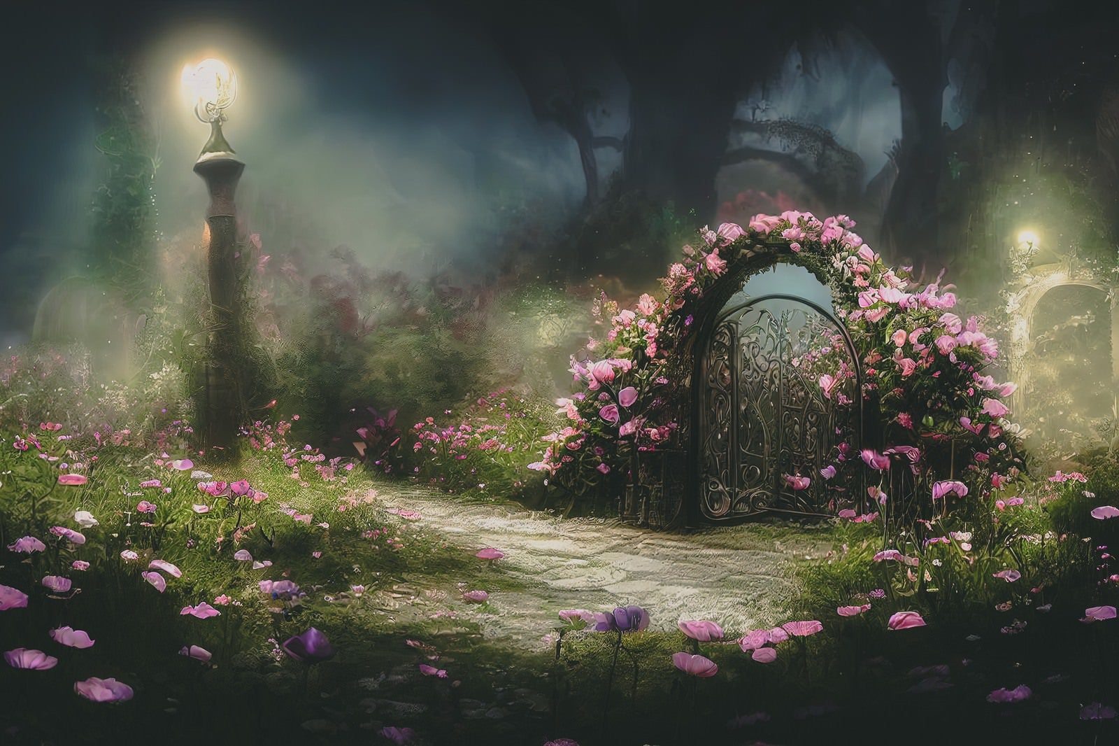 「街灯に照らされる妖精の門」の写真