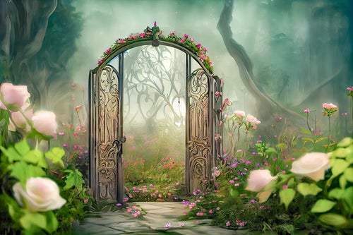 花で色付く妖精の門の写真