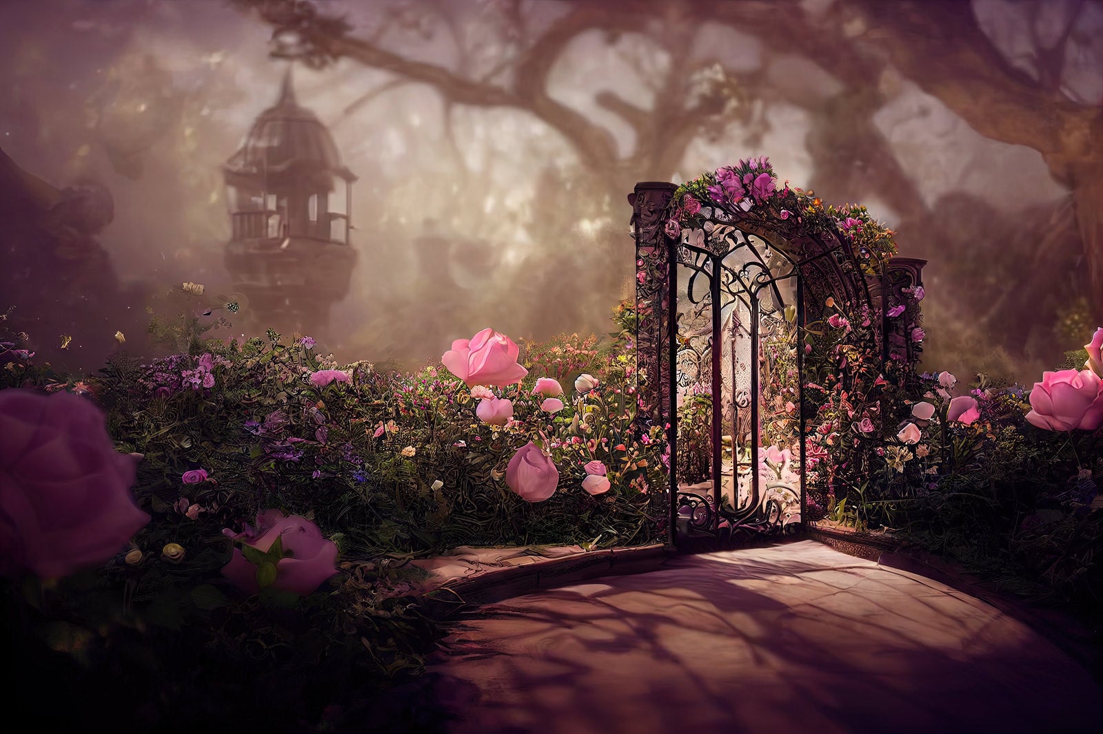 「バラ園と妖精の門」の写真