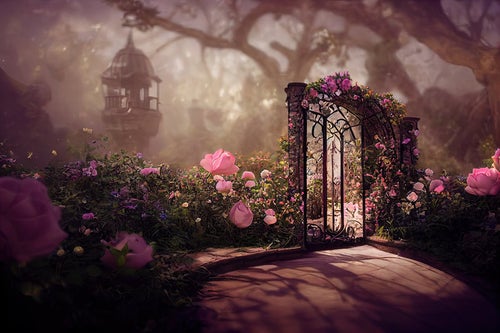 バラ園と妖精の門の写真