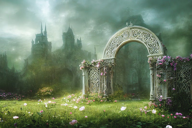 異世界の城へと続く妖精の門の写真