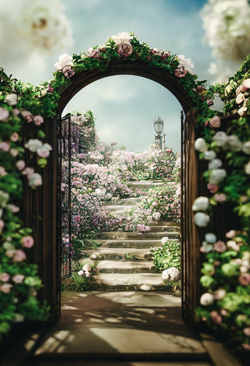 「花に囲まれたゲート」の写真