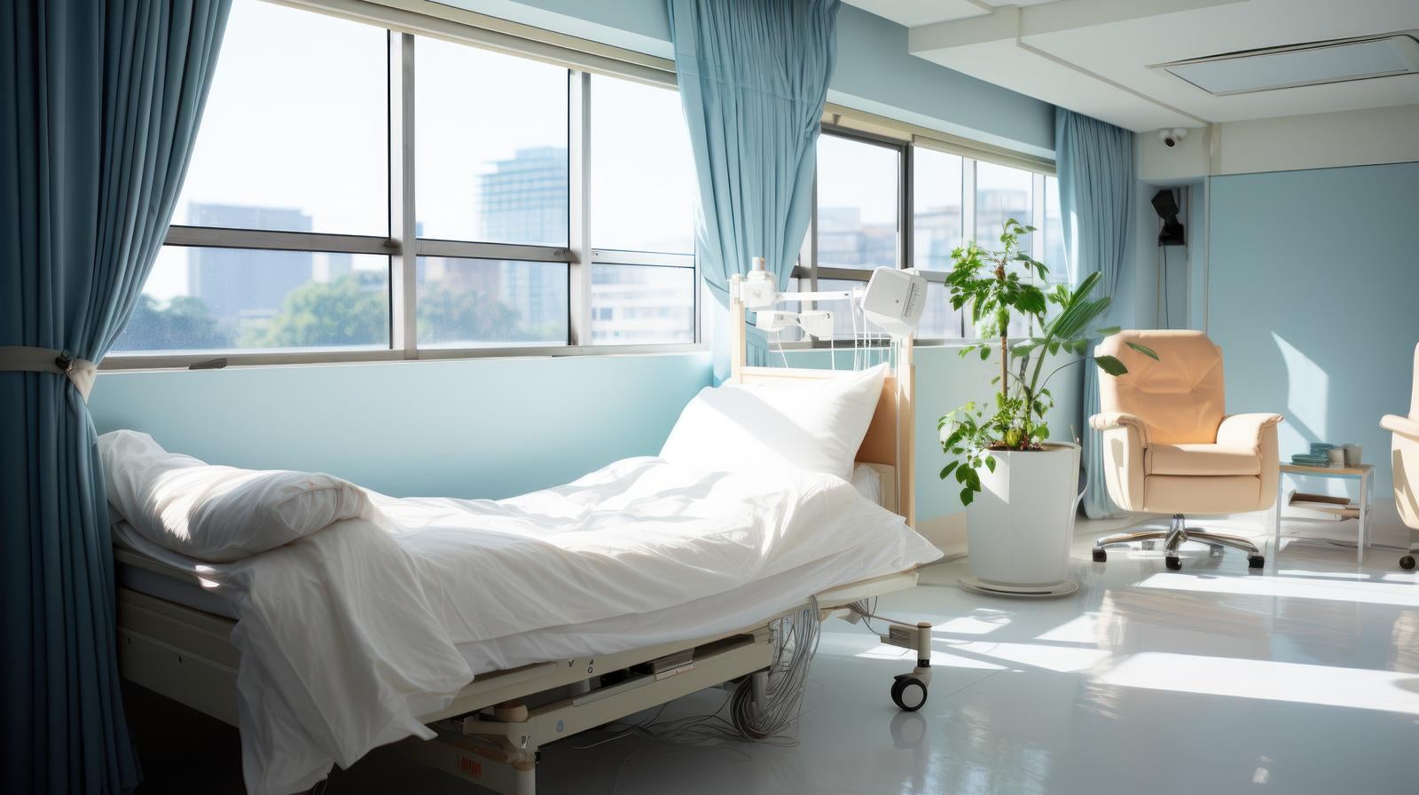 「移動式のベッドと病室」の写真