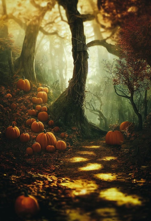幻想的な森とかぼちゃ（ハロウィン）の写真