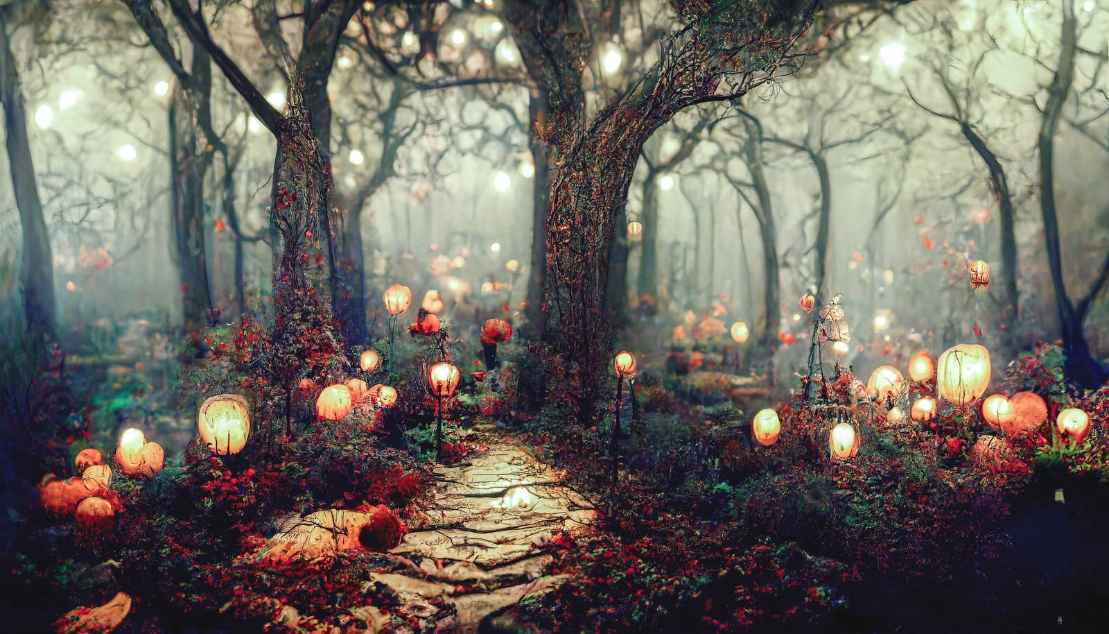 「幻想的なハロウィンの森」の写真