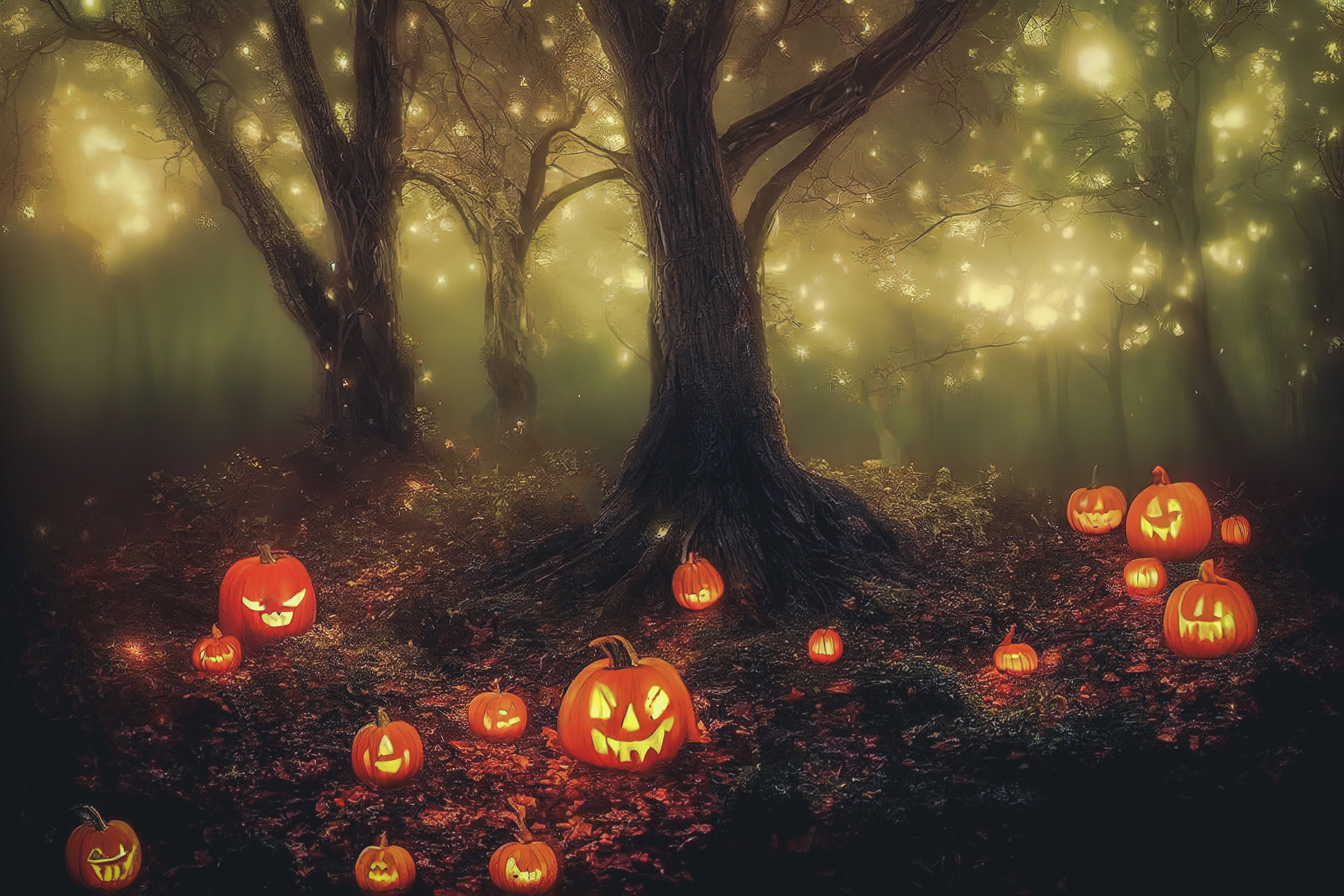 ふーかさま専用（原画）ジャック・オー・ランタンの森 #5　ほか　4点おまとめ ワークショップのお知らせ♪ ハロウィーンにぴったりなジャックオー