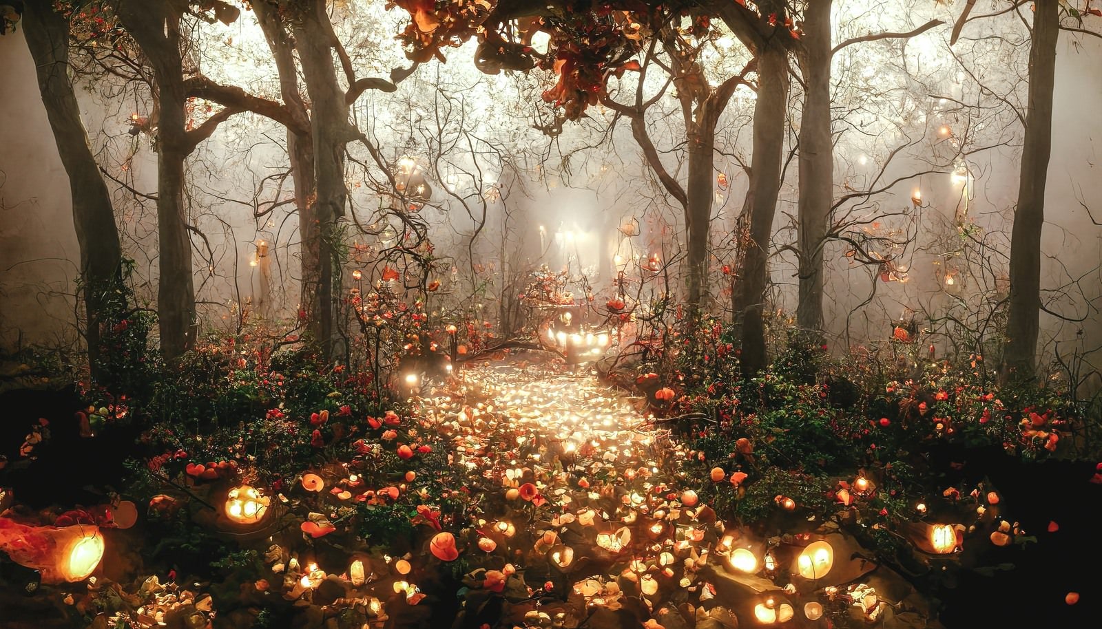 「森のライトアップ（ハロウィン）」の写真