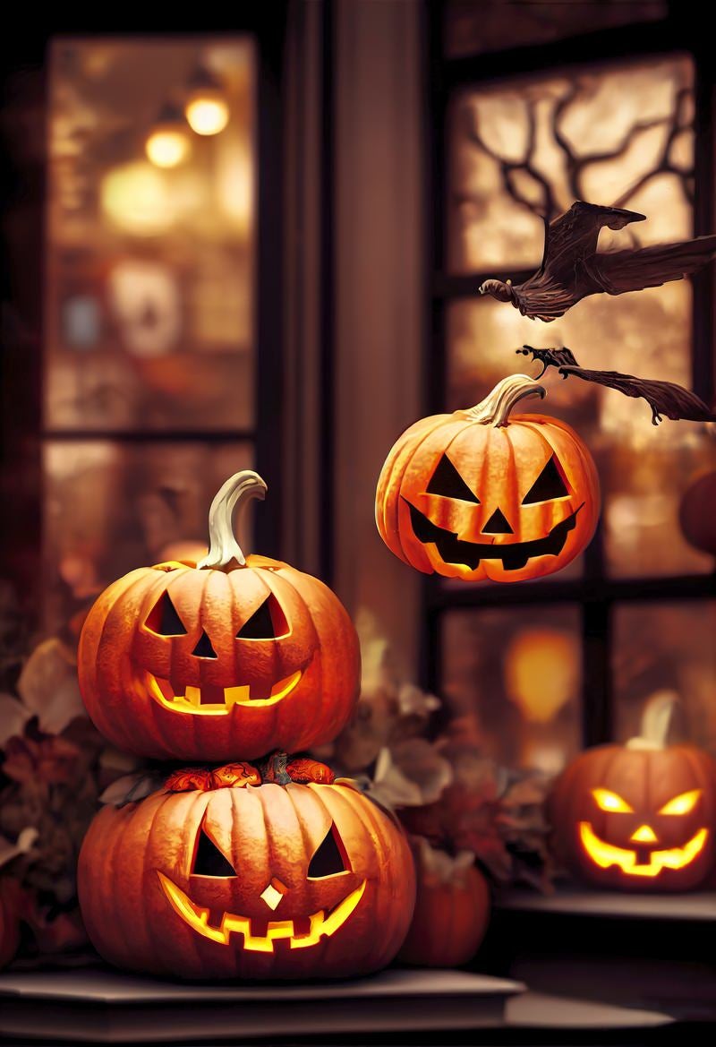 「笑みを浮かべるハロウィンかぼちゃ」の写真