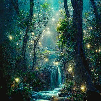 森の中の蛍の光の写真