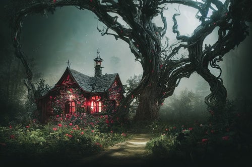 森を守る巨木と魔女の家の写真