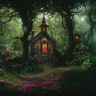 ファンタジー感ある森の家の写真