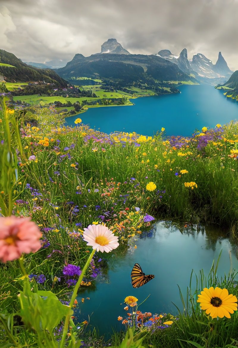 「湖畔に咲いた花」の写真