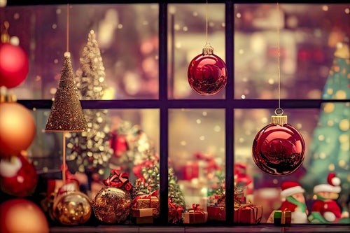 屋内のクリスマスディスプレイの写真