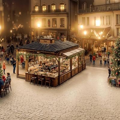 クリスマスのイベントの設営の写真