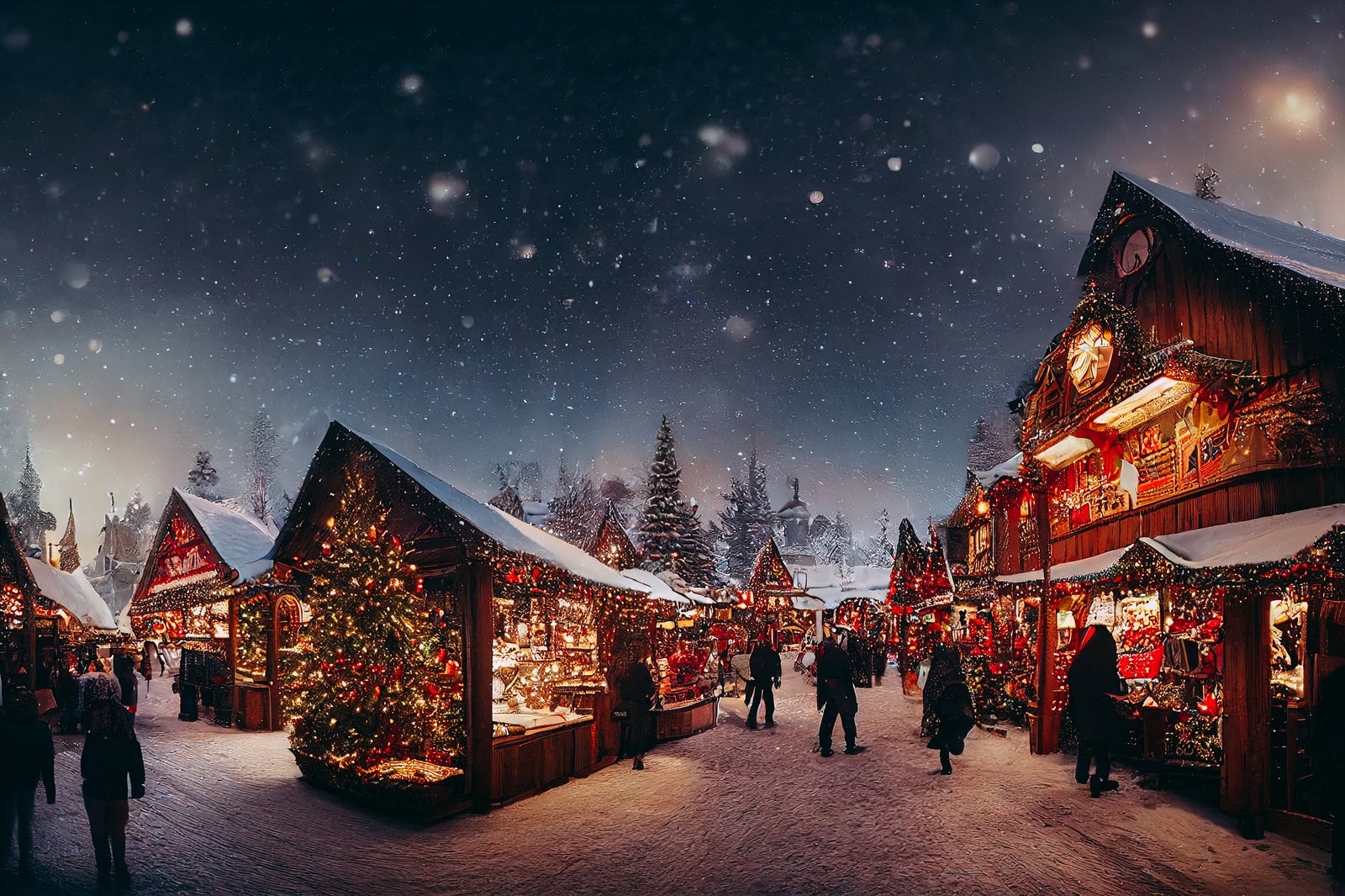 「イルミネーションで彩るクリスマスマーケット」の写真