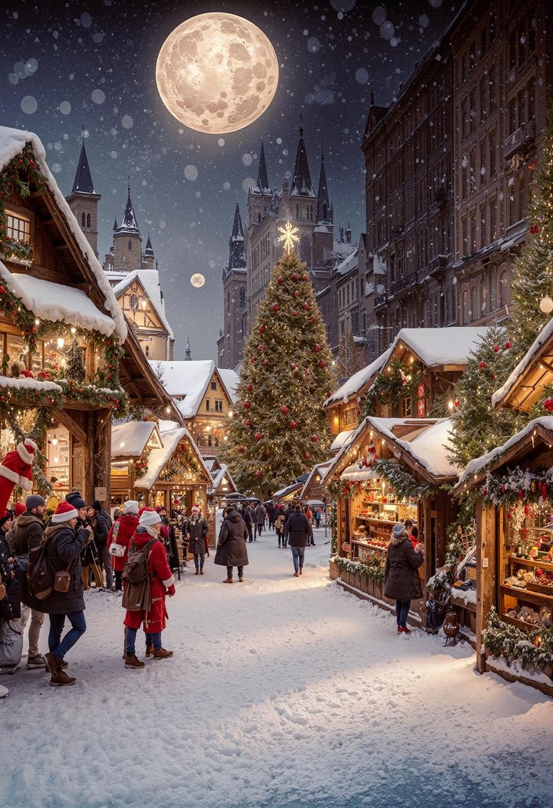 満月とクリスマスツリーの街 photo