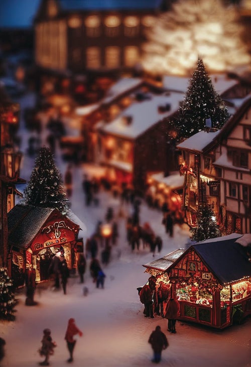 クリスマスイルミネーションの街灯りの写真