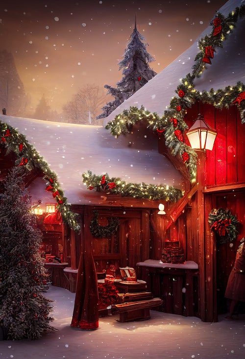 クリスマスに飾られた民家の写真