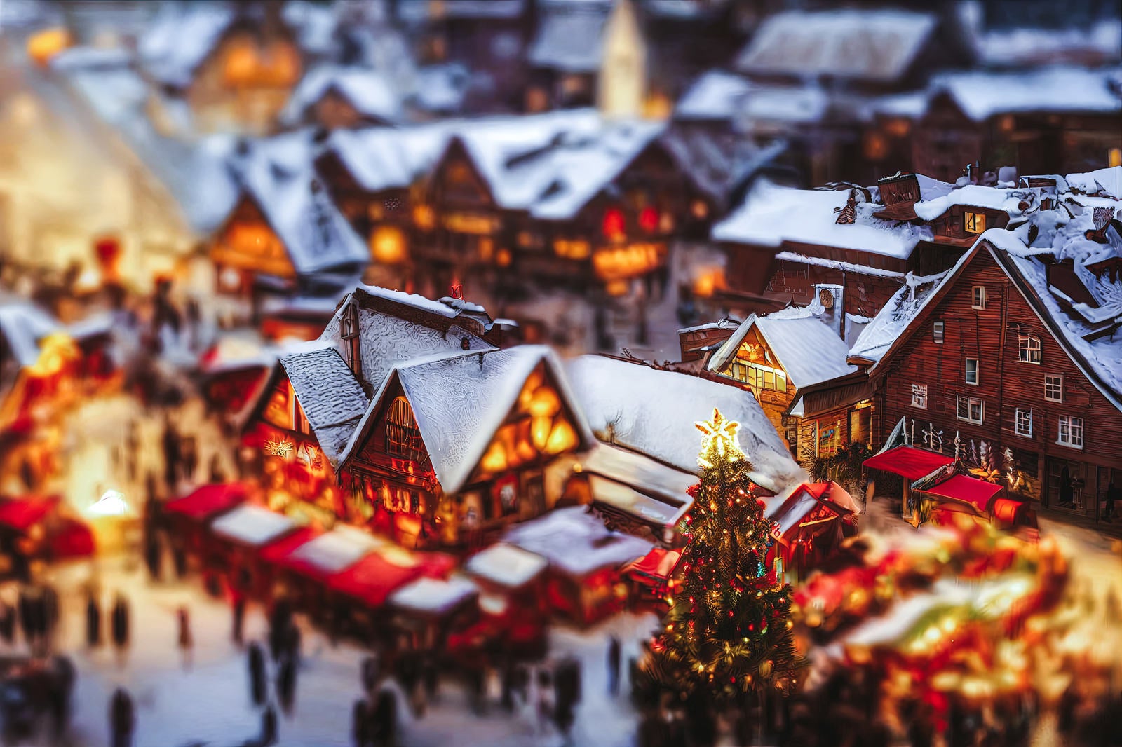 「煌びやかにライトアップされたクリスマス一色の街の様子」の写真