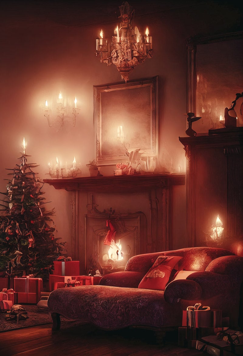 「キャンドルの明かりがムーディーなクリスマスの夜」の写真