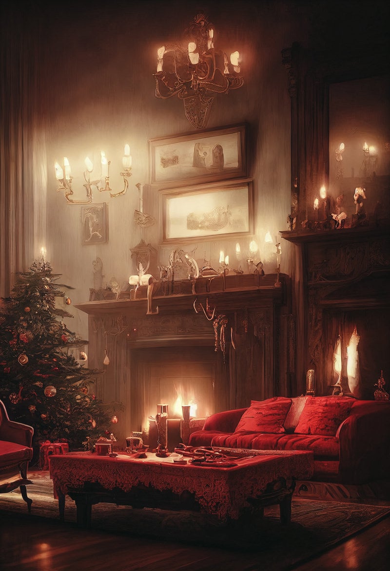 「暖炉のある洋館のクリスマス」の写真