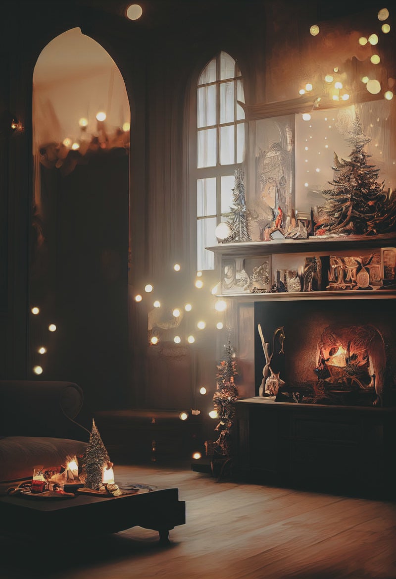「光が舞うクリスマスの日の室内」の写真