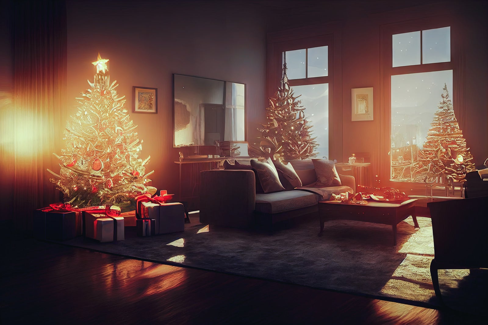 「クリスマス・イブの雰囲気の部屋」の写真