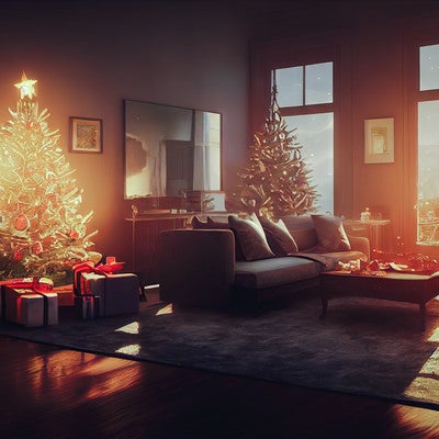 クリスマス・イブの雰囲気の部屋の写真
