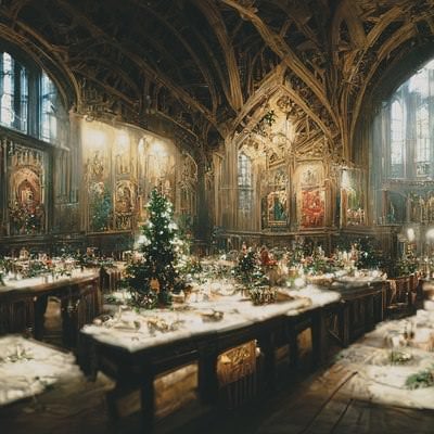 クリスマスに彩られた礼拝堂の写真