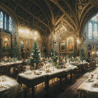 クリスマスに彩られた礼拝堂の写真