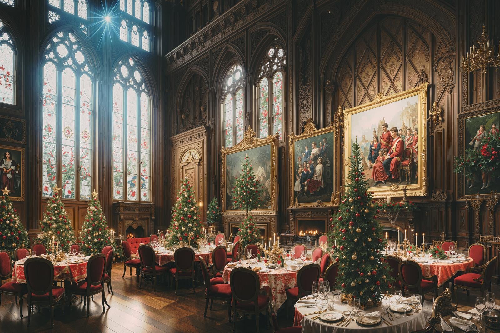 クリスマスツリーが彩る豪華な晩餐会 photo