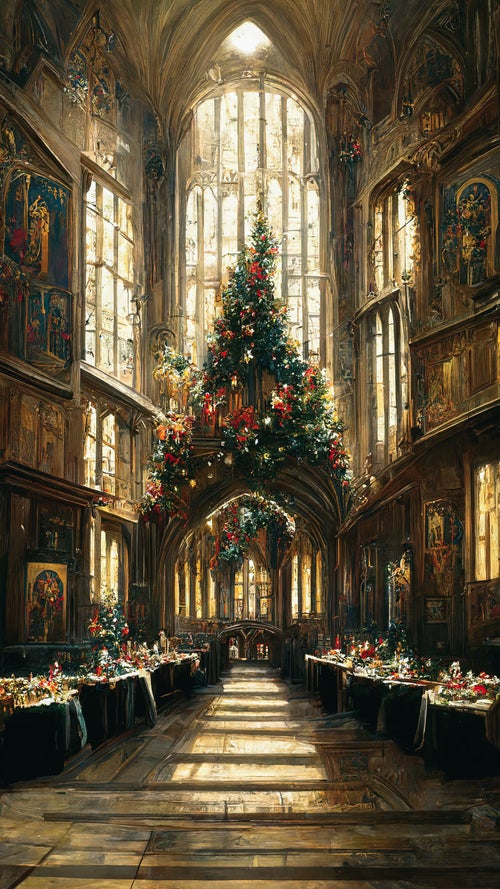 クリスマス一色の大聖堂の写真