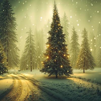 月明りに照らされたモミノキの写真