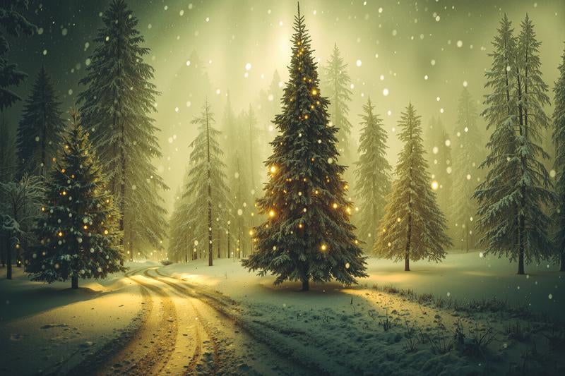 月明りに照らされたモミノキの写真