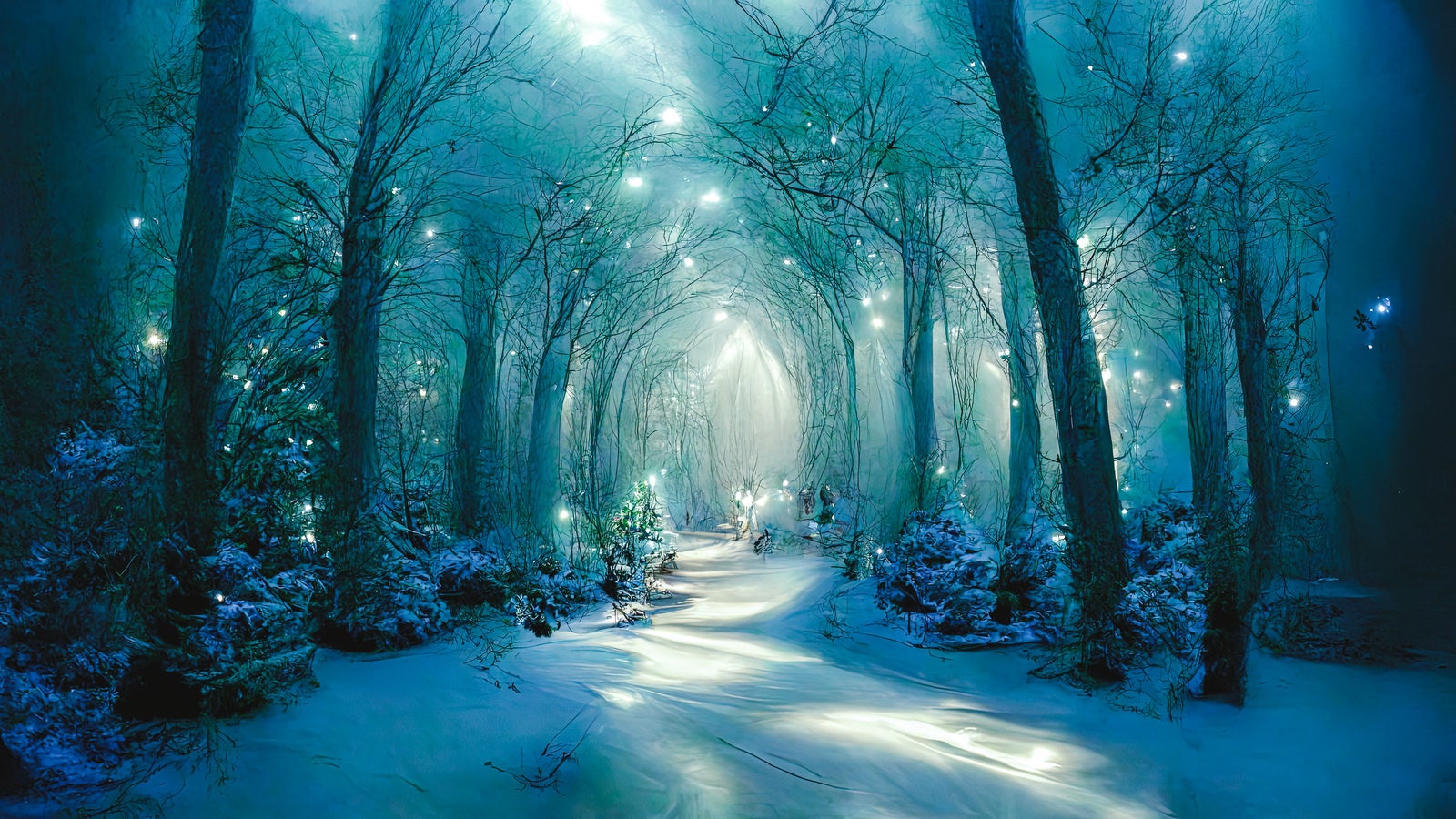 「月明りが零れ落ちる雪道」の写真