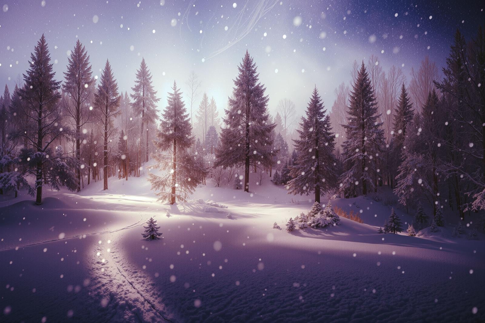 「モミノキに舞い散る雪」の写真