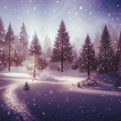 モミノキに舞い散る雪の写真