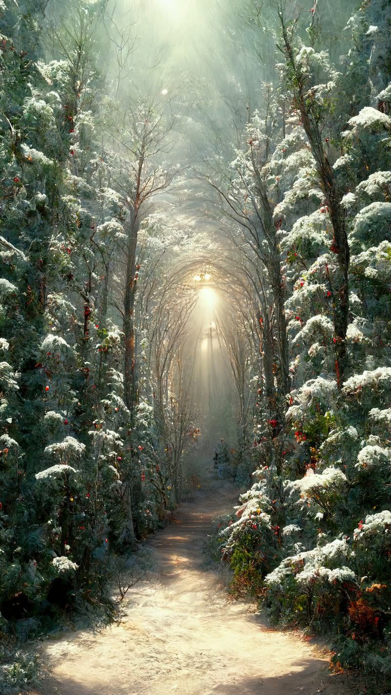 「雪化粧した木々のトンネル」の写真